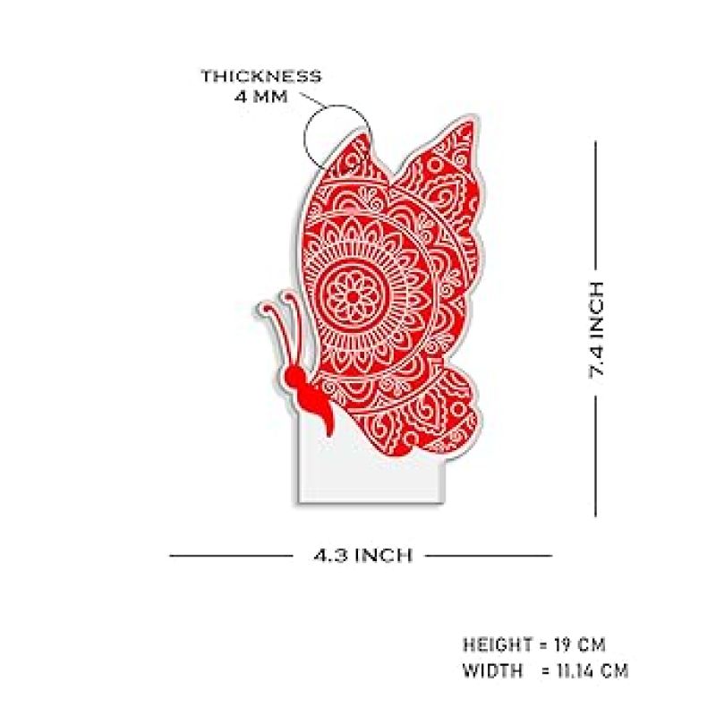 Butterfly Mandala Art Design 3D Illusion Night Lamp with Warm White Light  Table Lamp Home Decor Light